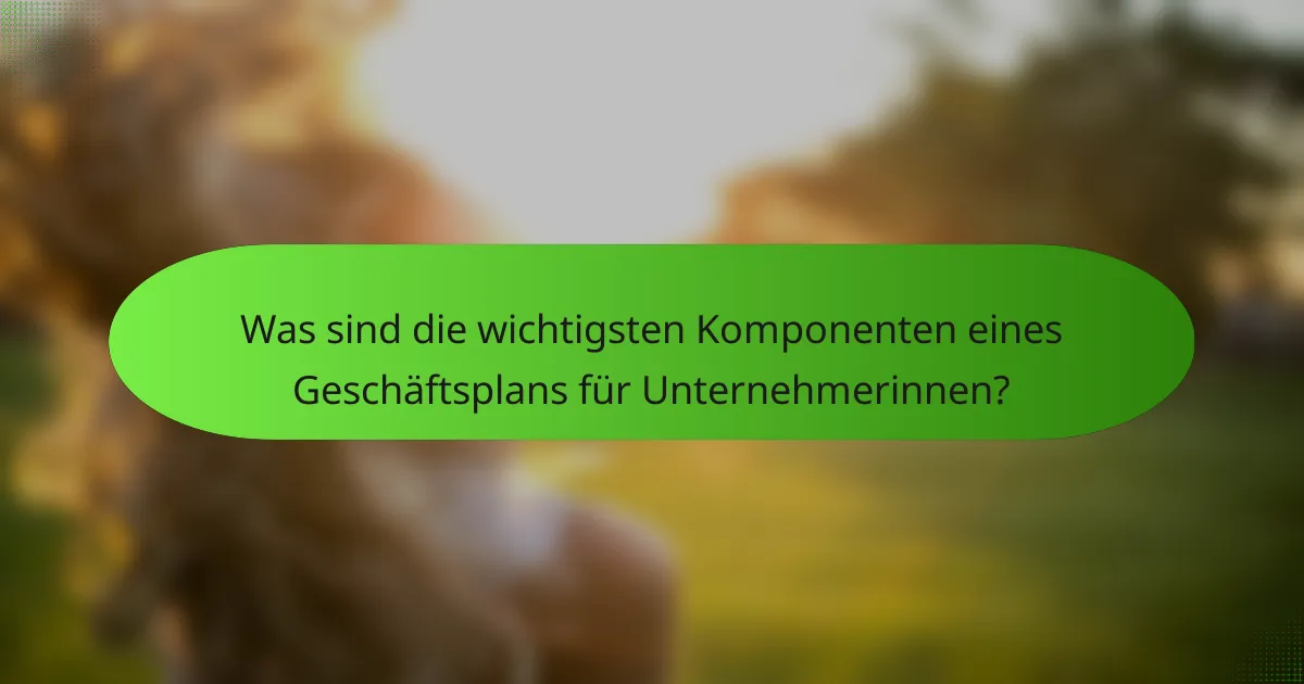 Was sind die wichtigsten Komponenten eines Geschäftsplans für Unternehmerinnen?