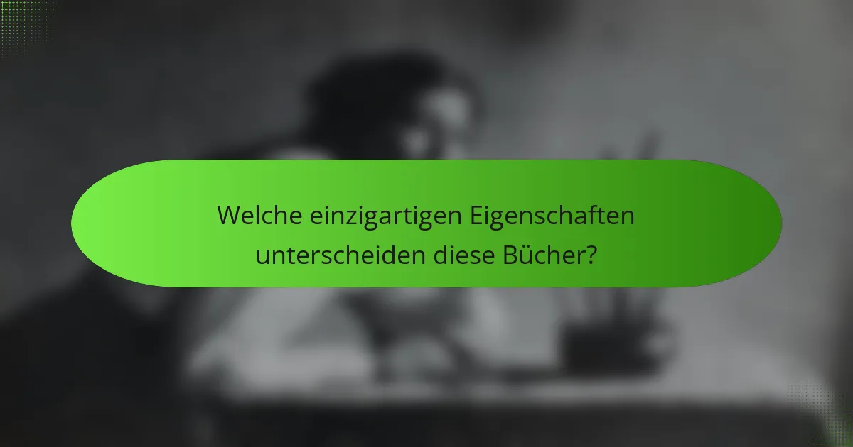 Welche einzigartigen Eigenschaften unterscheiden diese Bücher?