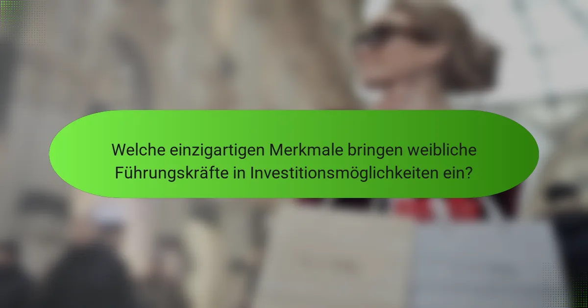 Welche einzigartigen Merkmale bringen weibliche Führungskräfte in Investitionsmöglichkeiten ein?