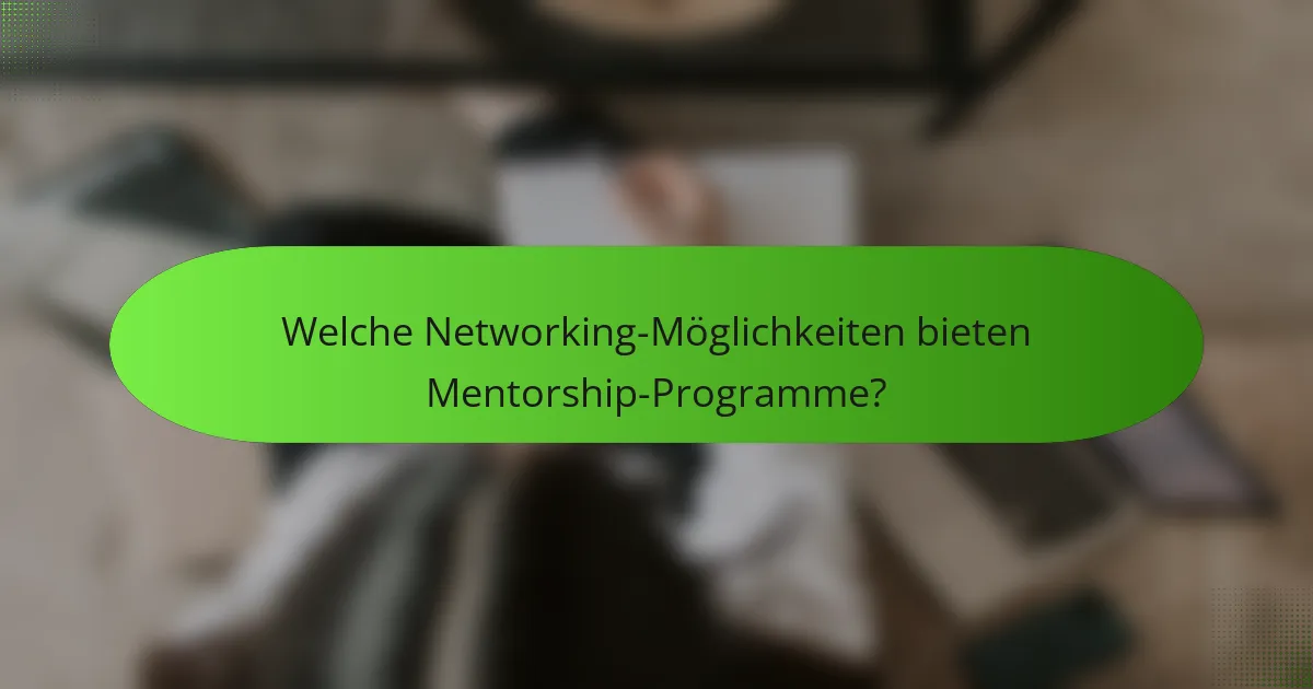Welche Networking-Möglichkeiten bieten Mentorship-Programme?